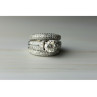 14K WHITE GOLD DIAMONDS EXCLUSIVE TRIPLE RING SIZE 7.25