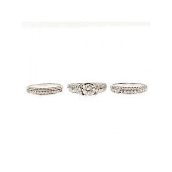 14K WHITE GOLD DIAMONDS EXCLUSIVE TRIPLE RING SIZE 7.25