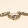 14K White Gold Diamonds Exclusive Triple Ring Size 7.25