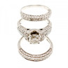 14K White Gold Diamonds Exclusive Triple Ring Size 7.25