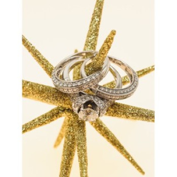 14K White Gold Diamonds Exclusive Triple Ring Size 7.25