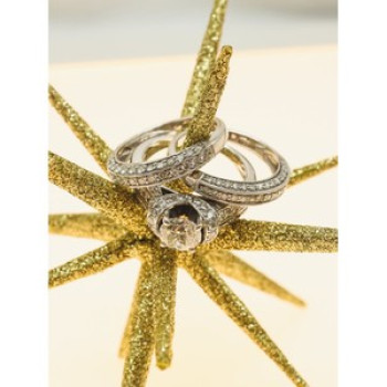 14K White Gold Diamonds Exclusive Triple Ring Size 7.25