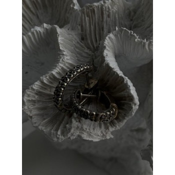 Vintage 925 Sterling Silver & 14K Yellow Gold Diamonds 0.19 ctw Earrings