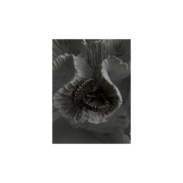 Vintage 925 Sterling Silver & 14K Yellow Gold Diamonds 0.19 ctw Earrings