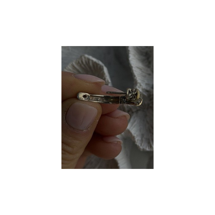 Vintage 925 Sterling Silver & 14K Yellow Gold Diamonds 0.19 ctw Earrings