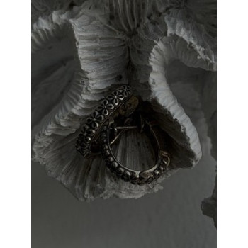 Vintage 925 Sterling Silver & 14K Yellow Gold Diamonds 0.19 ctw Earrings