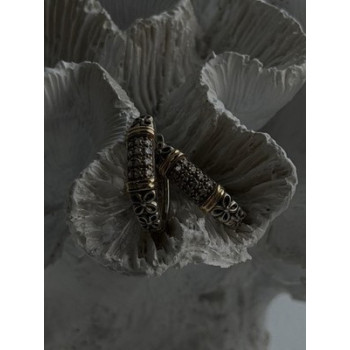 Vintage 925 Sterling Silver & 14K Yellow Gold Diamonds 0.19 ctw Earrings