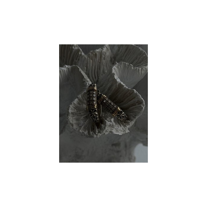 Vintage 925 Sterling Silver & 14K Yellow Gold Diamonds 0.19 ctw Earrings