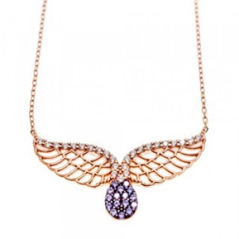 925 Sterling Silver Gold Plated CZ Necklace Turkey