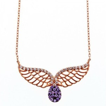 925 Sterling Silver Gold Plated CZ Necklace Turkey