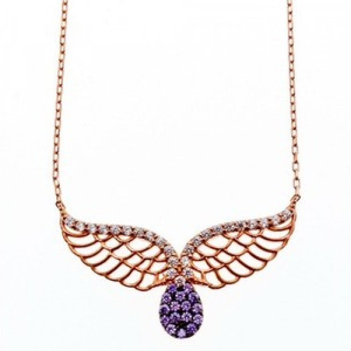 925 Sterling Silver Gold Plated CZ Necklace Turkey