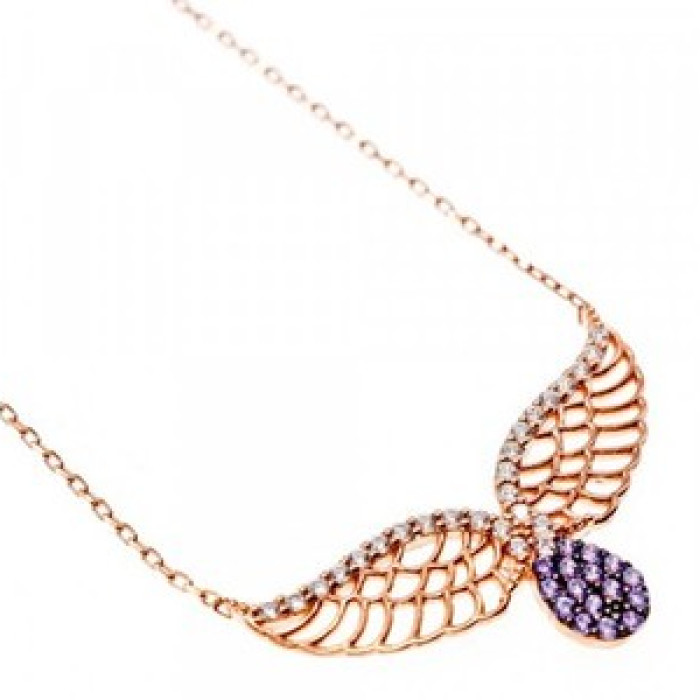 925 Sterling Silver Gold Plated CZ Necklace Turkey