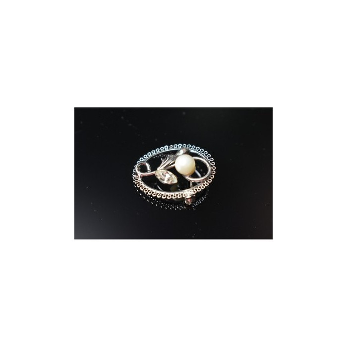 925 Sterling Silver Pearl and CZ 