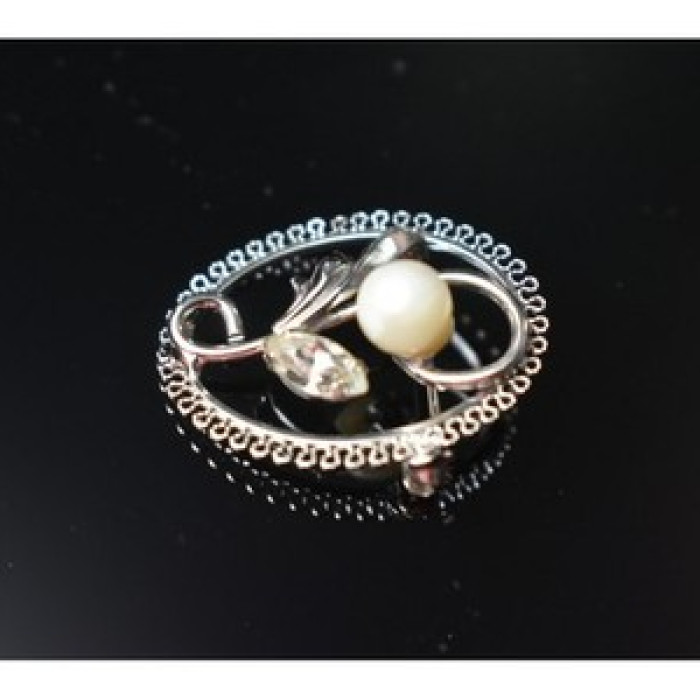 925 Sterling Silver Pearl and CZ 