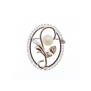 925 Sterling Silver Pearl and CZ 