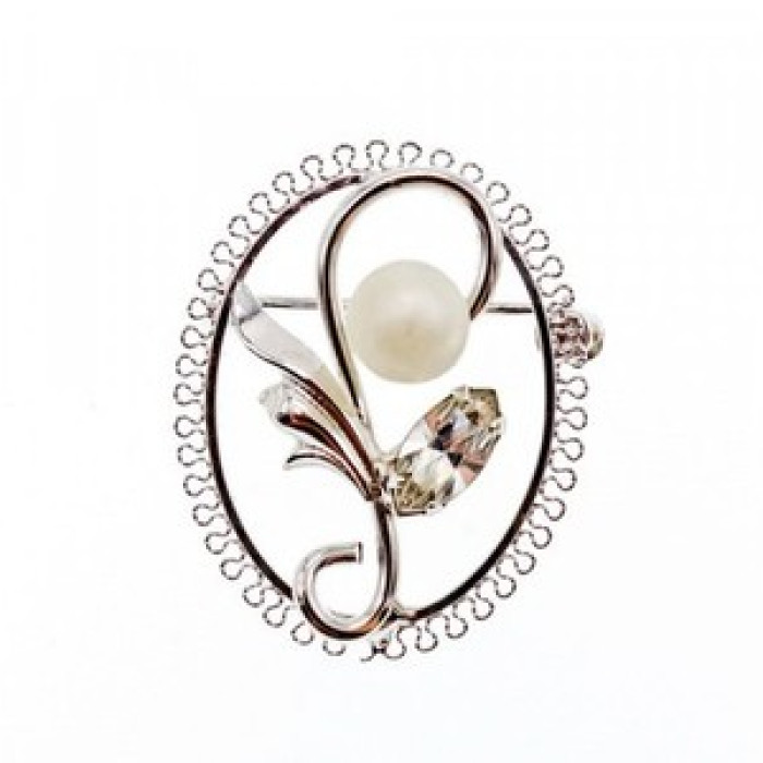 925 Sterling Silver Pearl and CZ 