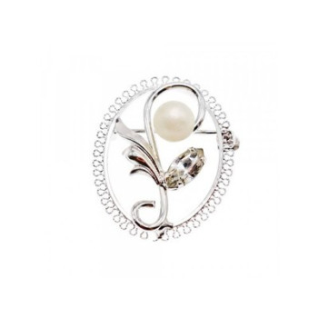 925 Sterling Silver Pearl and CZ 