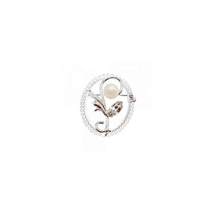 925 Sterling Silver Pearl and CZ 