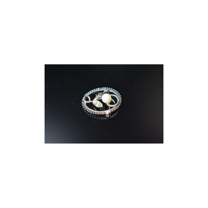 925 Sterling Silver Pearl and CZ 