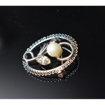 925 Sterling Silver Pearl and CZ 