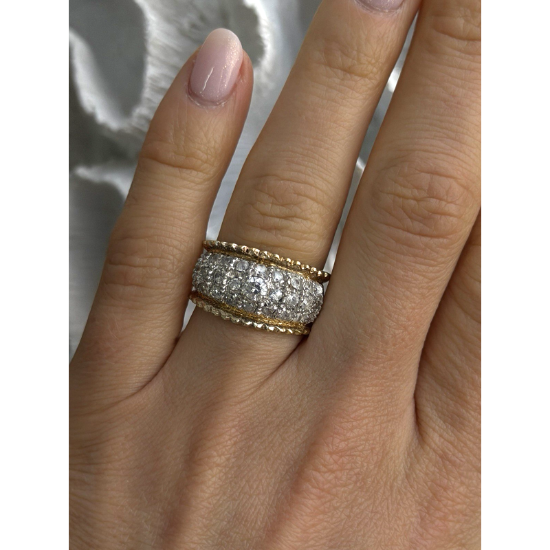 925 Sterling Silver Gold Plated White Colorless Topaz Ring Size 7.5