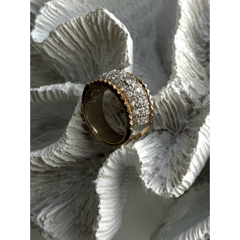 925 Sterling Silver Gold Plated White Colorless Topaz Ring Size 7.5