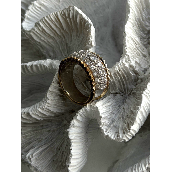 925 Sterling Silver Gold Plated White Colorless Topaz Ring Size 7.5