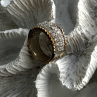 925 Sterling Silver Gold Plated White Colorless Topaz Ring Size 7.5