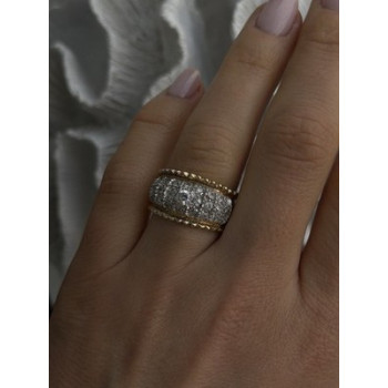 925 Sterling Silver Gold Plated White Colorless Topaz Ring Size 7.5