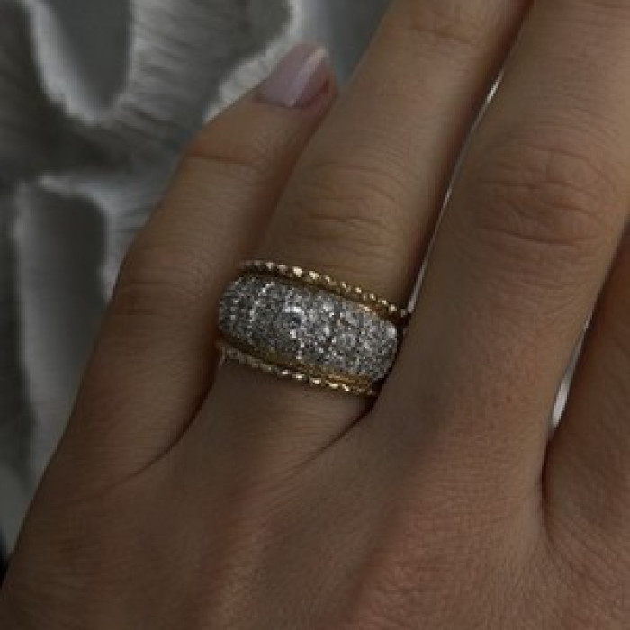 925 Sterling Silver Gold Plated White Colorless Topaz Ring Size 7.5