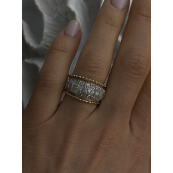 925 Sterling Silver Gold Plated White Colorless Topaz Ring Size 7.5