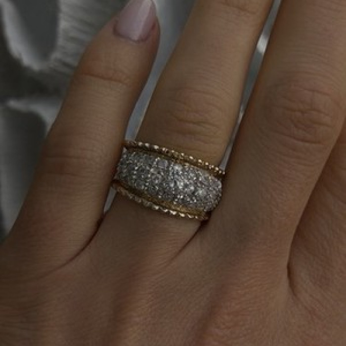 925 Sterling Silver Gold Plated White Colorless Topaz Ring Size 7.5