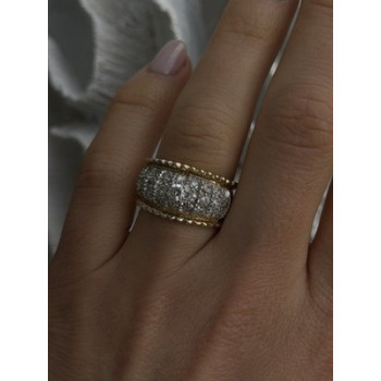 925 Sterling Silver Gold Plated White Colorless Topaz Ring Size 7.5