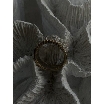 925 Sterling Silver Gold Plated White Colorless Topaz Ring Size 7.5