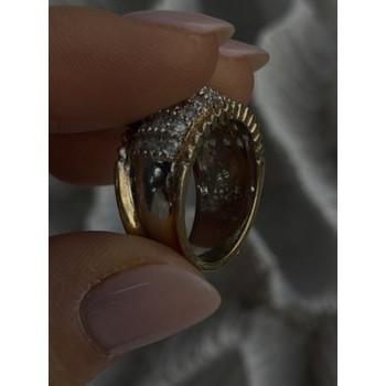 925 Sterling Silver Gold Plated White Colorless Topaz Ring Size 7.5