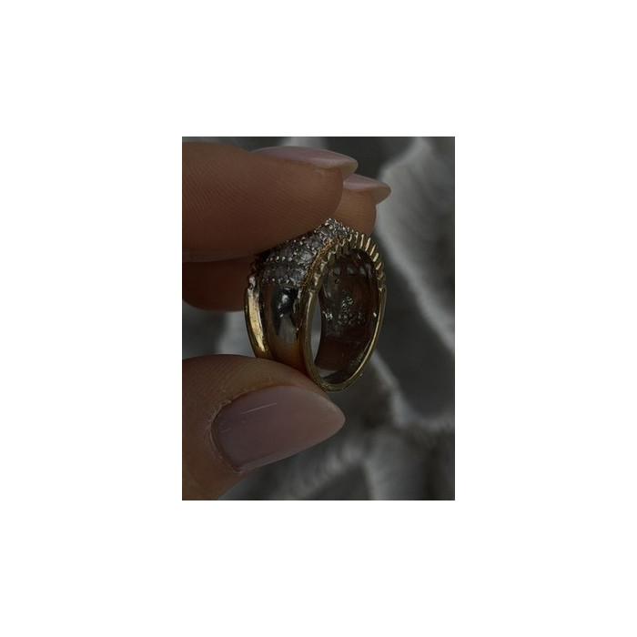 925 Sterling Silver Gold Plated White Colorless Topaz Ring Size 7.5