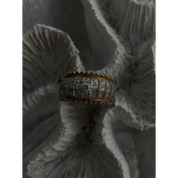 925 Sterling Silver Gold Plated White Colorless Topaz Ring Size 7.5