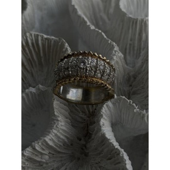 925 Sterling Silver Gold Plated White Colorless Topaz Ring Size 7.5