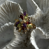 925 Sterling Silver Gold Plated Flower Multicolor Stones Ring Size 8