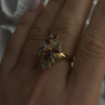 925 Sterling Silver Gold Plated Flower Multicolor Stones Ring Size 8