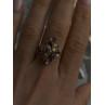 925 Sterling Silver Gold Plated Flower Multicolor Stones Ring Size 8