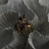 925 Sterling Silver Gold Plated Flower Multicolor Stones Ring Size 8