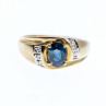 10K Yellow Gold London Blue Topaz & Diamonds Ring Size 10.5