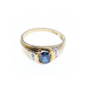 10K YELLOW GOLD  LONDON BLUE TOPAZ & DIAMONDS RING SIZE 10.5