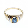 10K Yellow Gold London Blue Topaz & Diamonds Ring Size 10.5