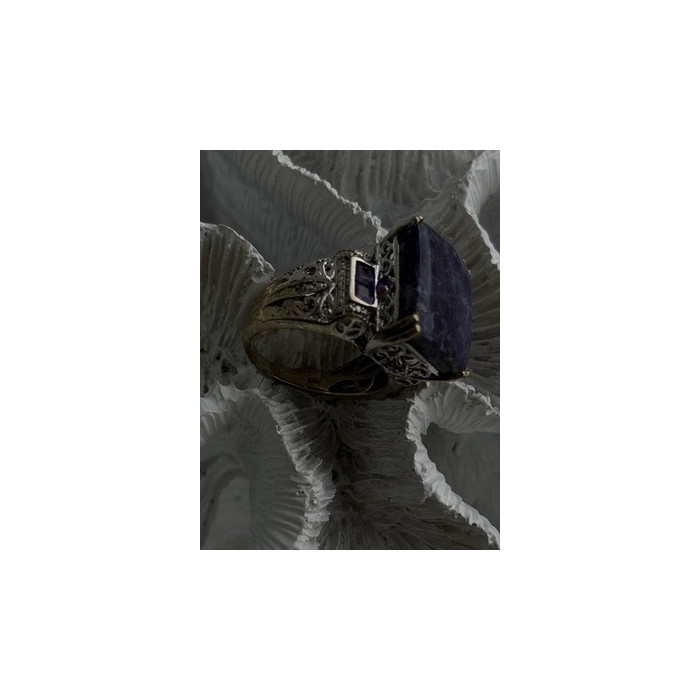 Vintage 925 Sterling Silver Charoite & Amethyst Ring Size 9