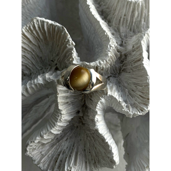 925 Sterling Silver Chrysoberyl Cats Eye Ring Size 8.5