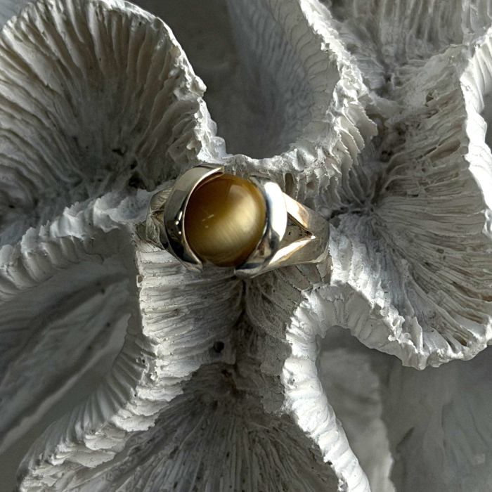 925 Sterling Silver Chrysoberyl Cats Eye Ring Size 8.5
