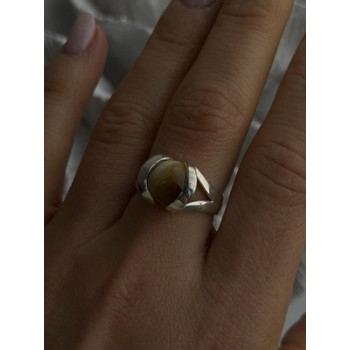 925 Sterling Silver Chrysoberyl Cats Eye Ring Size 8.5