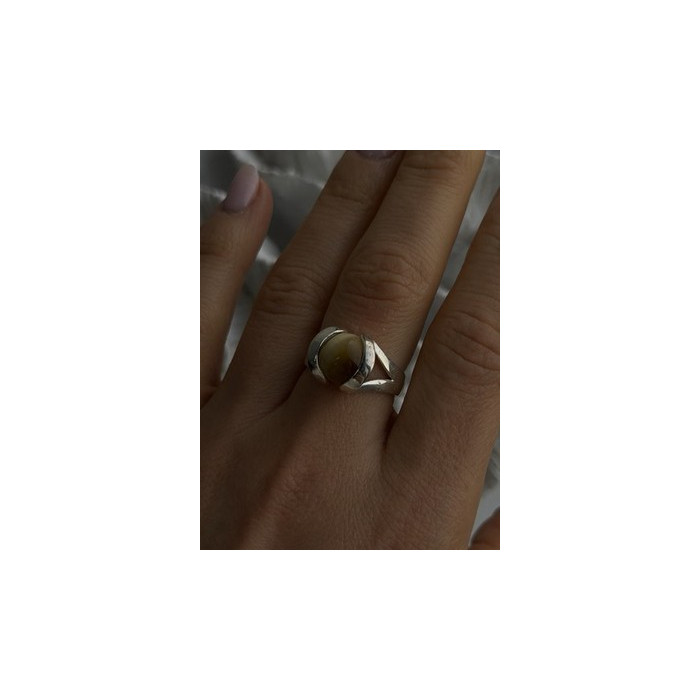 925 Sterling Silver Chrysoberyl Cats Eye Ring Size 8.5